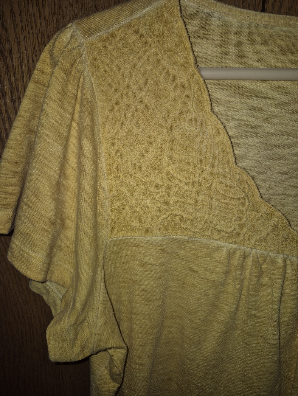 St. John's Bay Yellow Crochet Yoke Top - Picture 3 of 4